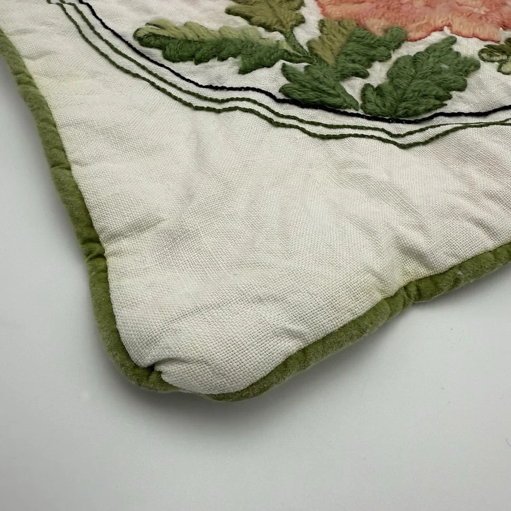 Vrg 80s Current Completed Embroidery Pillow Case Floral Poppies 16x16 Grannycore